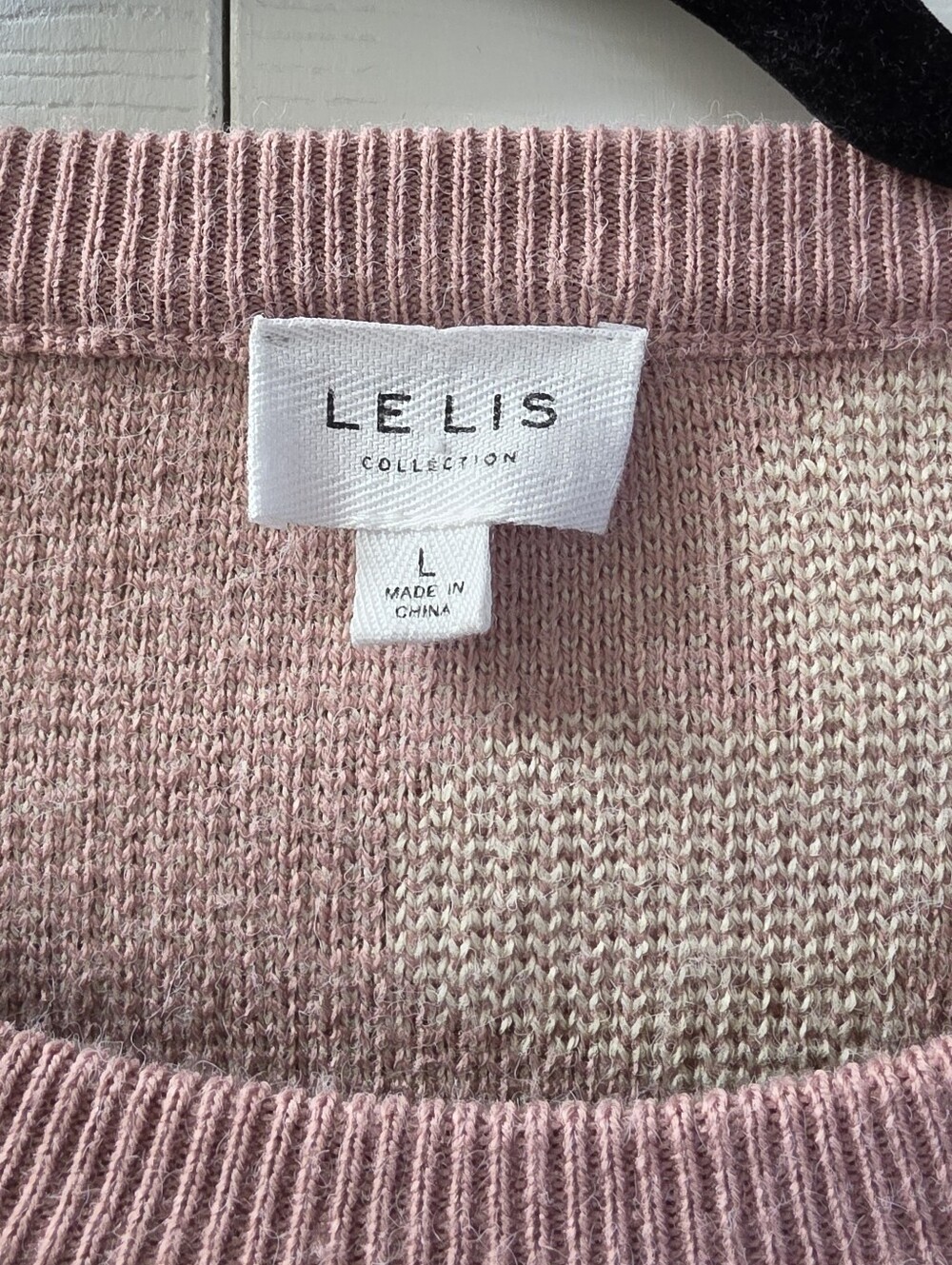 Le Lis Pink Floral Cropped Crewneck Sweater L - Picture 3 of 3